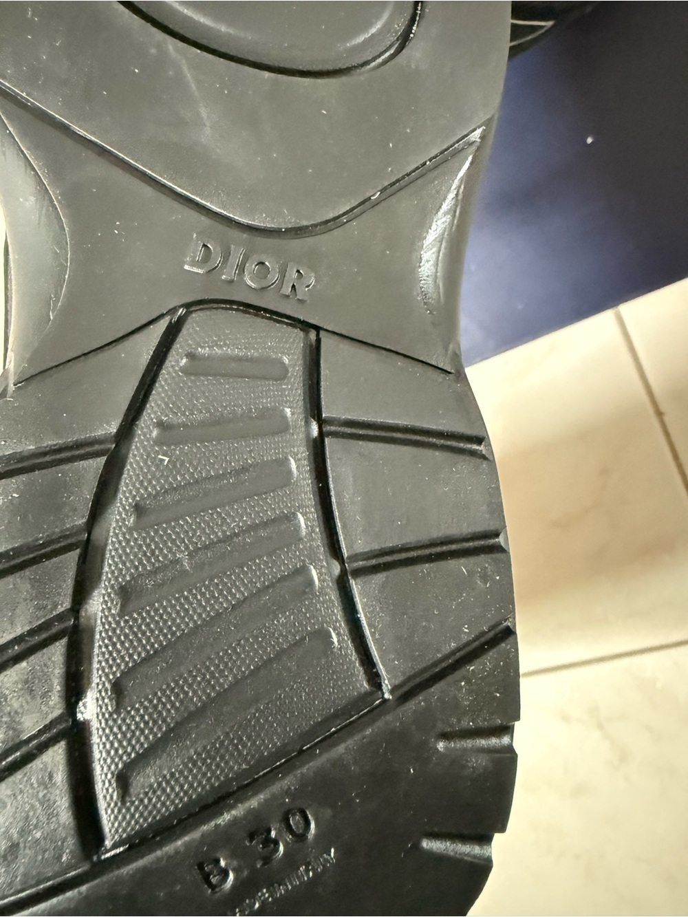Dior Black & Silver Men's Mesh Leather Runner Sneakers - Picture 4 of 5